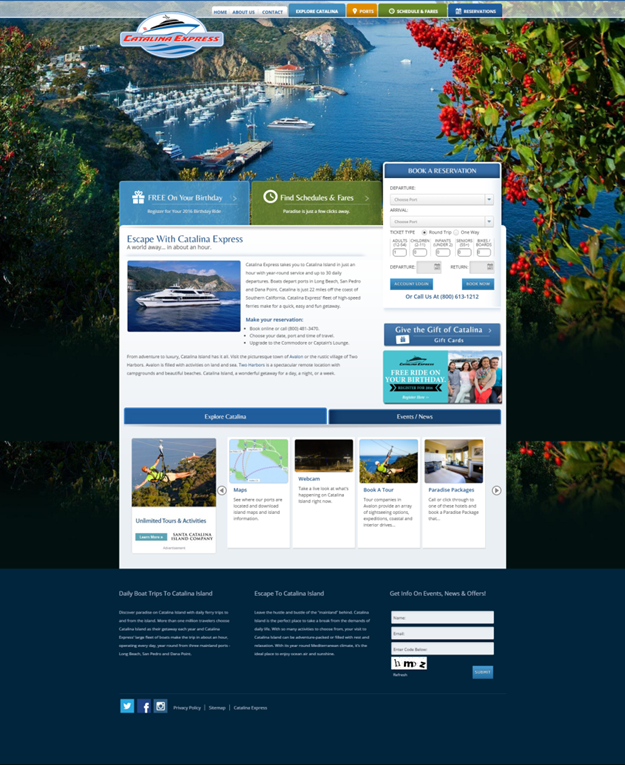 Screenshot of Catalina Express' Website. 