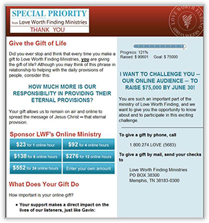 Image of Love Worth Finding Online Giving/Email Campaign